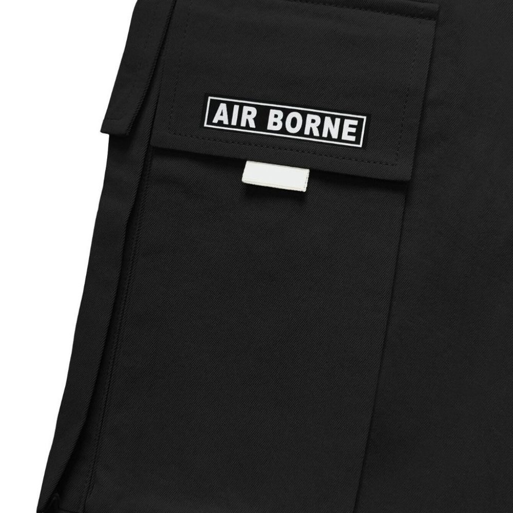 Black Street Style Men's Cargo Pants w/Letter Grap - Picture 5 of 6